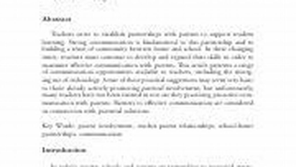 Teacher's Guide, Parent Communication Strategies